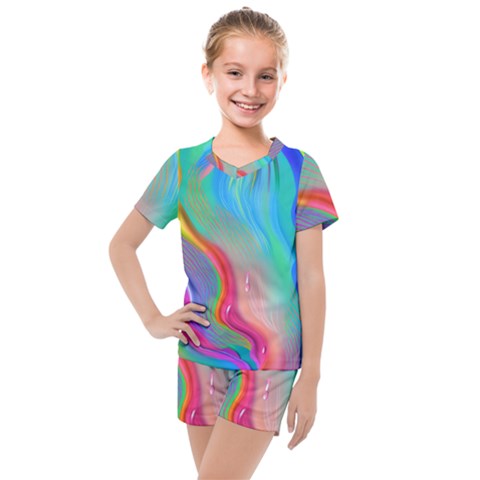 Fluid Art - Contemporary And Flowy Kids  Mesh Tee And Shorts Set by GardenOfOphir