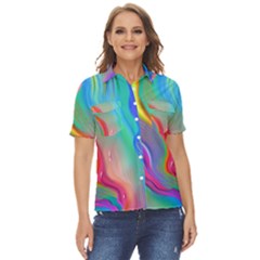 Fluid Art - Contemporary And Flowy Women s Short Sleeve Double Pocket Shirt