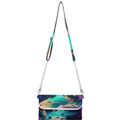 Tropical Paradise Beach Ocean Shore Sea Fantasy Mini Crossbody Handbag by Pakemis