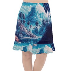 Tropical Winter Fantasy Landscape Paradise Fishtail Chiffon Skirt