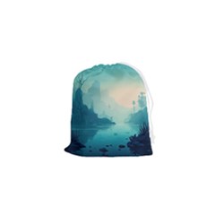 Ai Generated River Forest Woods Outdoors Drawstring Pouch (xs)