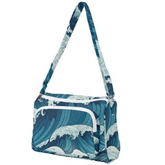 Waves Ocean Sea Pattern Water Tsunami Rough Seas Front Pocket Crossbody Bag by Pakemis