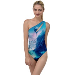 Tropical Winter Frozen Snow Paradise Palm Trees To One Side Swimsuit by Pakemis
