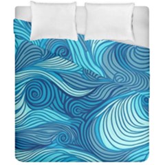 Ocean Waves Sea Abstract Pattern Water Blue Duvet Cover Double Side (California King Size)