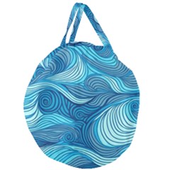 Ocean Waves Sea Abstract Pattern Water Blue Giant Round Zipper Tote by Pakemis