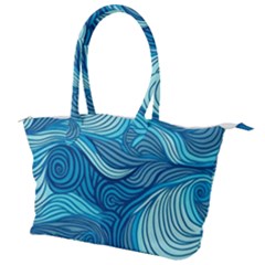 Ocean Waves Sea Abstract Pattern Water Blue Canvas Shoulder Bag by Pakemis