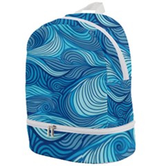 Ocean Waves Sea Abstract Pattern Water Blue Zip Bottom Backpack
