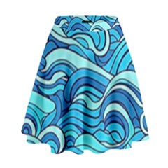 Pattern Ocean Waves Blue Nature Sea Abstract High Waist Skirt by Pakemis