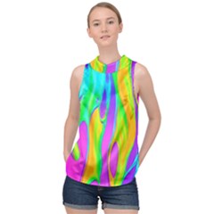 Fluid Background - Fluid Artist - Liquid - Fluid - Trendy High Neck Satin Top by GardenOfOphir