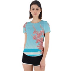 Beach Ocean Flowers Floral Flora Plants Vacation Back Cut Out Sport Tee by Pakemis