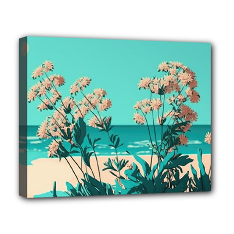 Beach Ocean Flowers Flower Floral Plants Vacation Deluxe Canvas 20  X 16  (stretched) by Pakemis