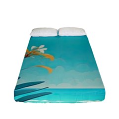 Beach Ocean Flowers Floral Plants Vacation Fitted Sheet (full/ Double Size) by Pakemis