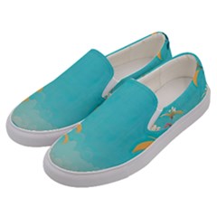 Beach Ocean Flowers Floral Plants Vacation Men s Canvas Slip Ons by Pakemis