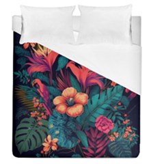 Tropical Flowers Floral Floral Pattern Pattern Duvet Cover (queen Size) by Pakemis