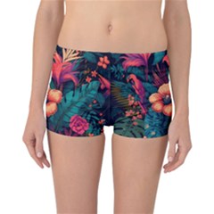 Tropical Flowers Floral Floral Pattern Pattern Reversible Boyleg Bikini Bottoms by Pakemis