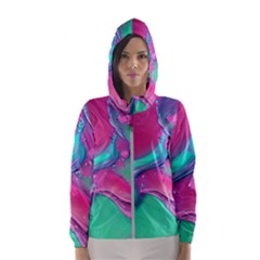 Marble Background - Abstract - Artist - Artistic - Colorful Women s Hooded Windbreaker by GardenOfOphir