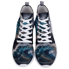 Tsunami Waves Ocean Sea Water Rough Seas 5 Men s Lightweight High Top Sneakers by Pakemis