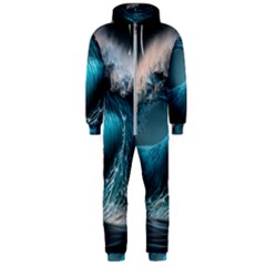 Tsunami Waves Ocean Sea Water Rough Seas 2 Hooded Jumpsuit (men) by Pakemis