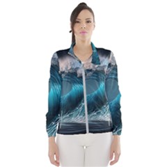 Tsunami Waves Ocean Sea Water Rough Seas 2 Women s Windbreaker by Pakemis