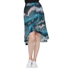 Tsunami Waves Ocean Sea Water Rough Seas 2 Frill Hi Low Chiffon Skirt by Pakemis