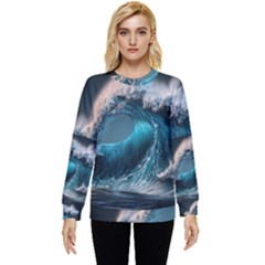 Tsunami Waves Ocean Sea Water Rough Seas 2 Hidden Pocket Sweatshirt by Pakemis