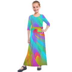 Curvy Contemporary - Flow - Modern - Contemporary Art - Beautiful Kids  Quarter Sleeve Maxi Dress by GardenOfOphir