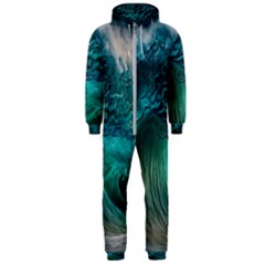 Tsunami Waves Ocean Sea Water Rough Seas Hooded Jumpsuit (men) by Pakemis