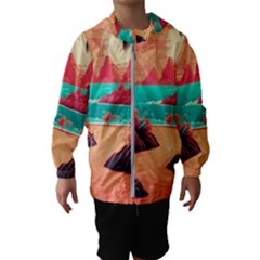 Tropical Beach Sea Jungle Ocean Landscape Kids  Hooded Windbreaker by Pakemis