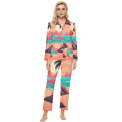 Tropical Beach Sea Jungle Ocean Landscape Womens  Long Sleeve Velvet Pocket Pajamas Set by Pakemis