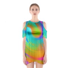 Contemporary Fluid Art Pattern In Bright Colors Shoulder Cutout One Piece Dress by GardenOfOphir