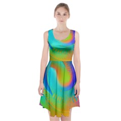 Contemporary Fluid Art Pattern In Bright Colors Racerback Midi Dress by GardenOfOphir