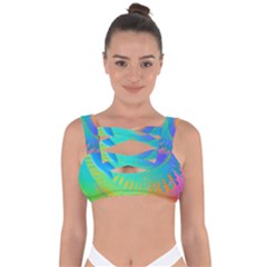 Contemporary Fluid Art Pattern In Bright Colors Bandaged Up Bikini Top by GardenOfOphir