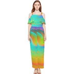 Contemporary Fluid Art Pattern In Bright Colors Draped Sleeveless Chiffon Jumpsuit by GardenOfOphir