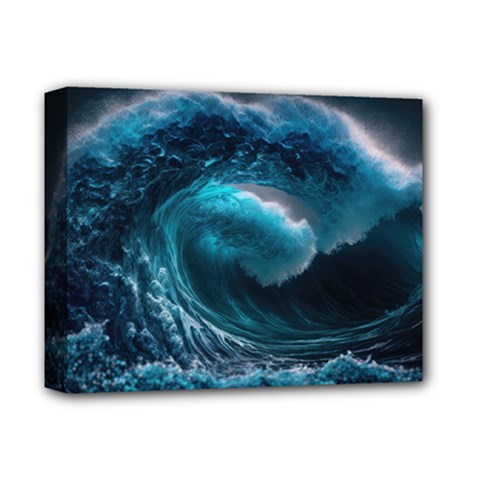 Tsunami Waves Ocean Sea Water Rough Seas 3 Deluxe Canvas 14  X 11  (stretched) by Pakemis