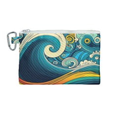 Waves Wave Ocean Sea Abstract Whimsical Abstract Art Canvas Cosmetic Bag (medium) by Pakemis