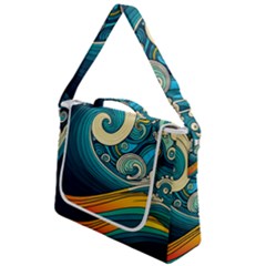 Waves Wave Ocean Sea Abstract Whimsical Abstract Art Box Up Messenger Bag by Pakemis