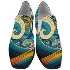 Waves Wave Ocean Sea Abstract Whimsical Abstract Art Women Slip On Heel Loafers by Pakemis