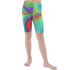 Modern Abstract Liquid Art Pattern Kids  Mid Length Swim Shorts by GardenOfOphir