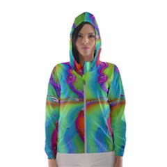 Modern Abstract Liquid Art Pattern Women s Hooded Windbreaker by GardenOfOphir