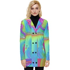 Modern Abstract Liquid Art Pattern Button Up Hooded Coat  by GardenOfOphir