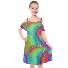 Modern Abstract Liquid Art Pattern Kids  Cut Out Shoulders Chiffon Dress by GardenOfOphir