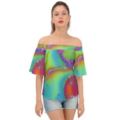 Modern Abstract Liquid Art Pattern Off Shoulder Short Sleeve Top by GardenOfOphir