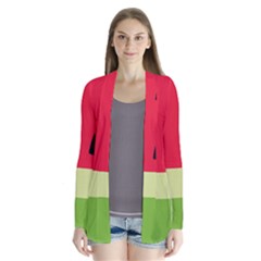 Watermelon Fruit Food Healthy Vitamins Nutrition Drape Collar Cardigan by Wegoenart