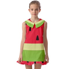 Watermelon Fruit Food Healthy Vitamins Nutrition Kids  Pilgrim Collar Ruffle Hem Dress by Wegoenart