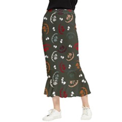 Art Halloween Pattern Creepy Design Digital Papers Maxi Fishtail Chiffon Skirt