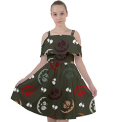 Art Halloween Pattern Creepy Design Digital Papers Cut Out Shoulders Chiffon Dress