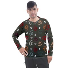 Art Halloween Pattern Creepy Design Digital Papers Men s Pique Long Sleeve Tee