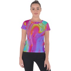 Beautiful Fluid Shapes In A Flowing Background Short Sleeve Sports Top  by GardenOfOphir