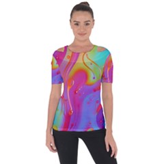 Beautiful Fluid Shapes In A Flowing Background Shoulder Cut Out Short Sleeve Top by GardenOfOphir