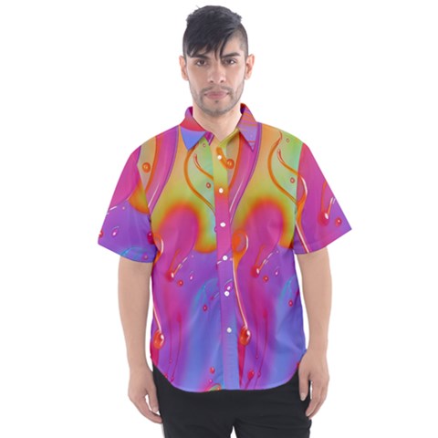 Beautiful Fluid Shapes In A Flowing Background Men s Short Sleeve Shirt by GardenOfOphir